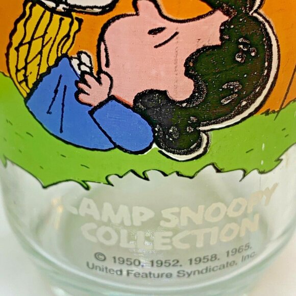 Two McDonalds ORIGINAL 1970S Peanuts Camp Snoopy Collection Glasses Charlie Brow - Picture 4 of 12